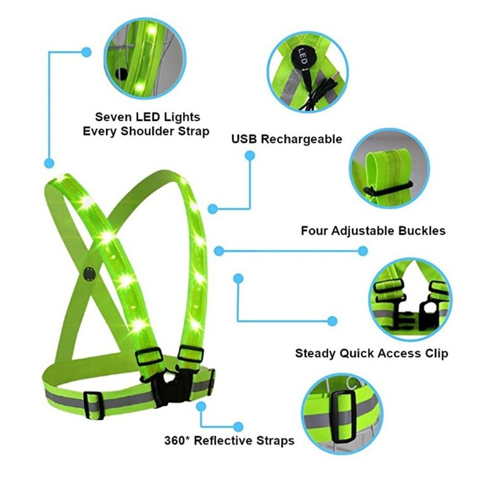 Rompi Keselamatan LED Polieste - Running Gear Green ulasan dan harga